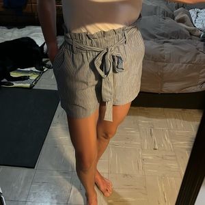 Blue and white pinstripe shorts